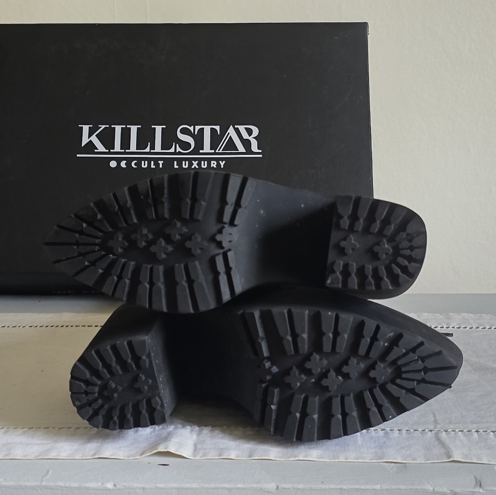 Killstar Salem City Lace Up Side Zip Boots Size US 6 Like New - Picture 7 of 12